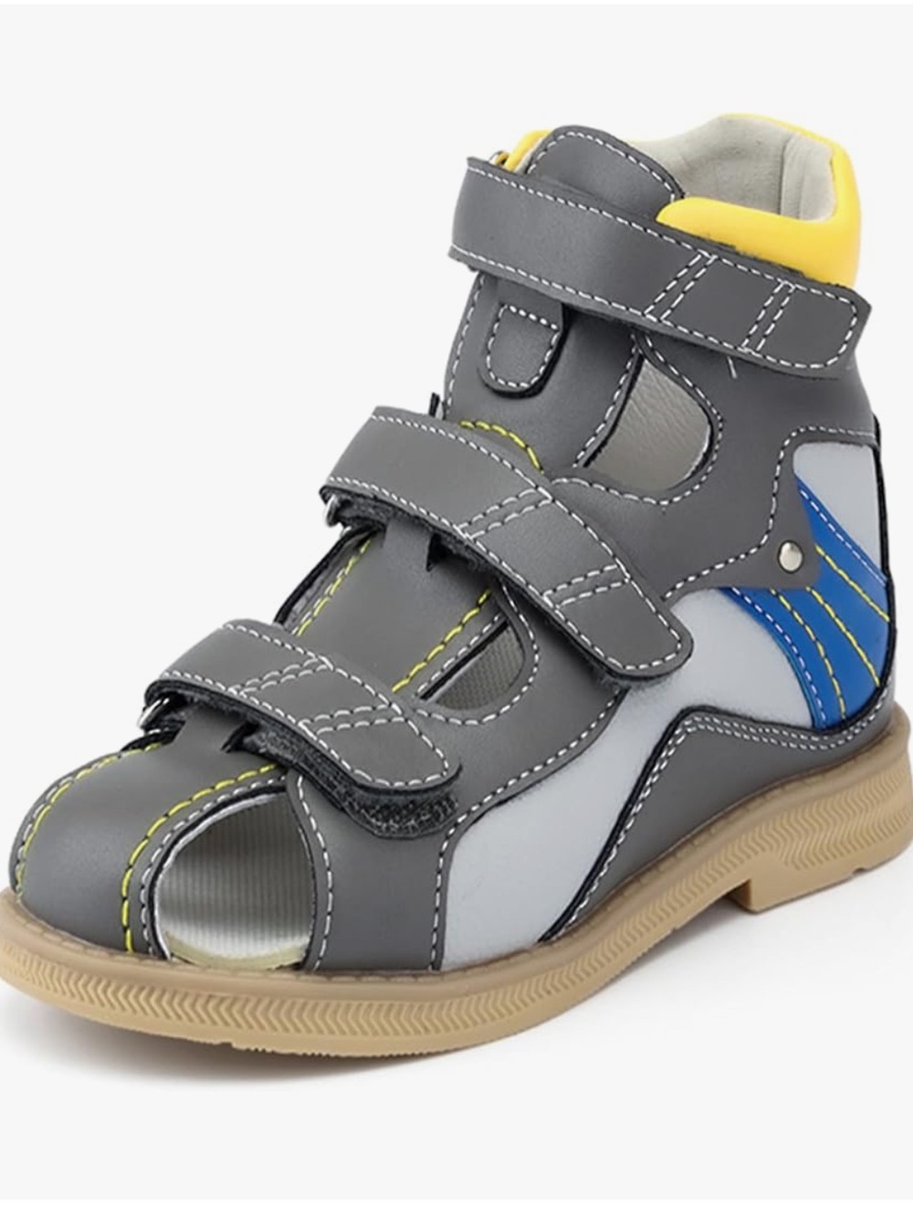 Princepard Gray Yellow Bow Adjustable Orthopedics Shoes Size 28 Closed Toe
